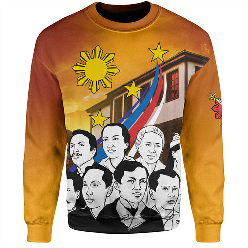 Philippines Filipinos Sweatshirt National Heroes Flag Sun And Star