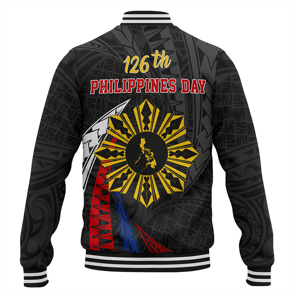 Philippines Filipinos Baseball Jacket Independence Day Polynesia Tribal Wave