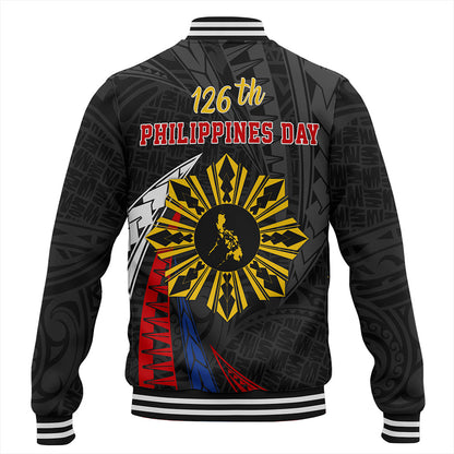 Philippines Filipinos Baseball Jacket Independence Day Polynesia Tribal Wave