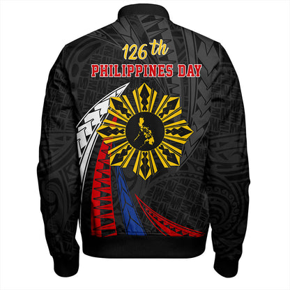 Philippines Filipinos Bomber Jacket Independence Day Polynesia Tribal Wave