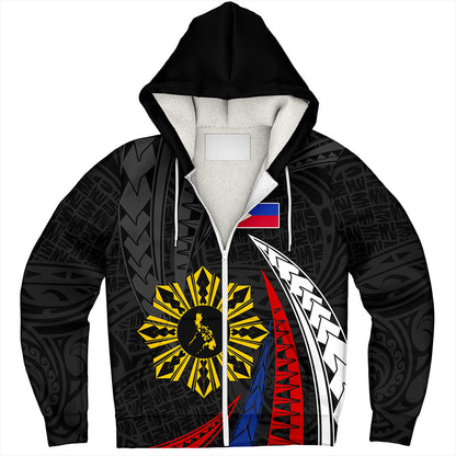 Philippines Filipinos Sherpa Hoodie Independence Day Polynesia Tribal Wave