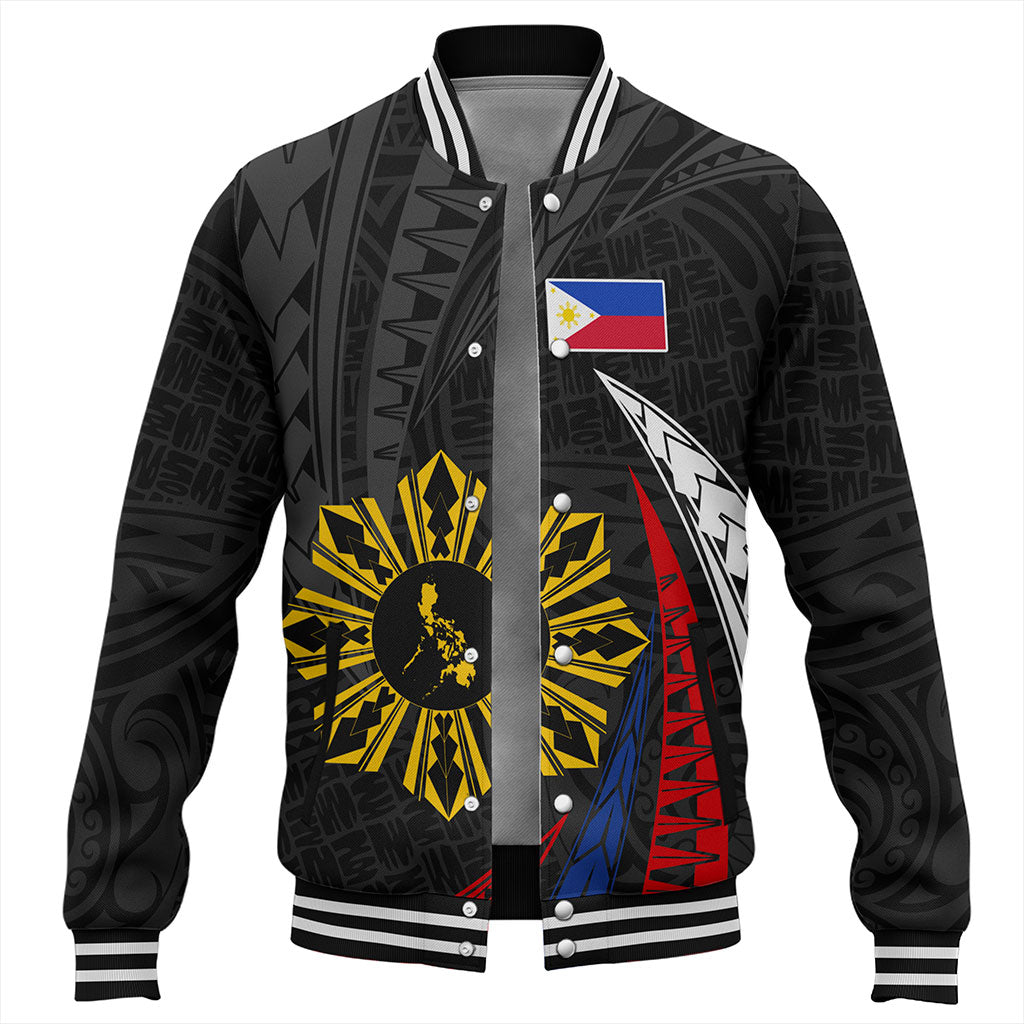 Philippines Filipinos Baseball Jacket Independence Day Polynesia Tribal Wave