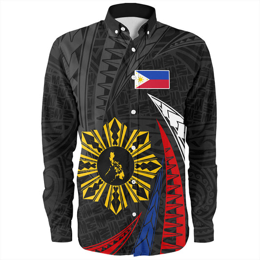 Philippines Filipinos Long Sleeve Shirt Independence Day Polynesia Tribal Wave