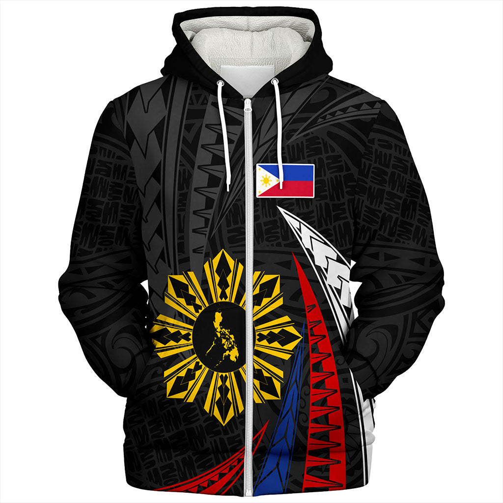 Philippines Filipinos Sherpa Hoodie Independence Day Polynesia Tribal Wave
