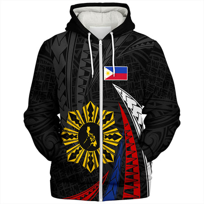 Philippines Filipinos Sherpa Hoodie Independence Day Polynesia Tribal Wave