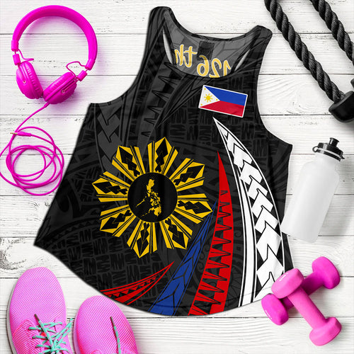 Philippines Filipinos Women Tank Independence Day Polynesia Tribal Wave