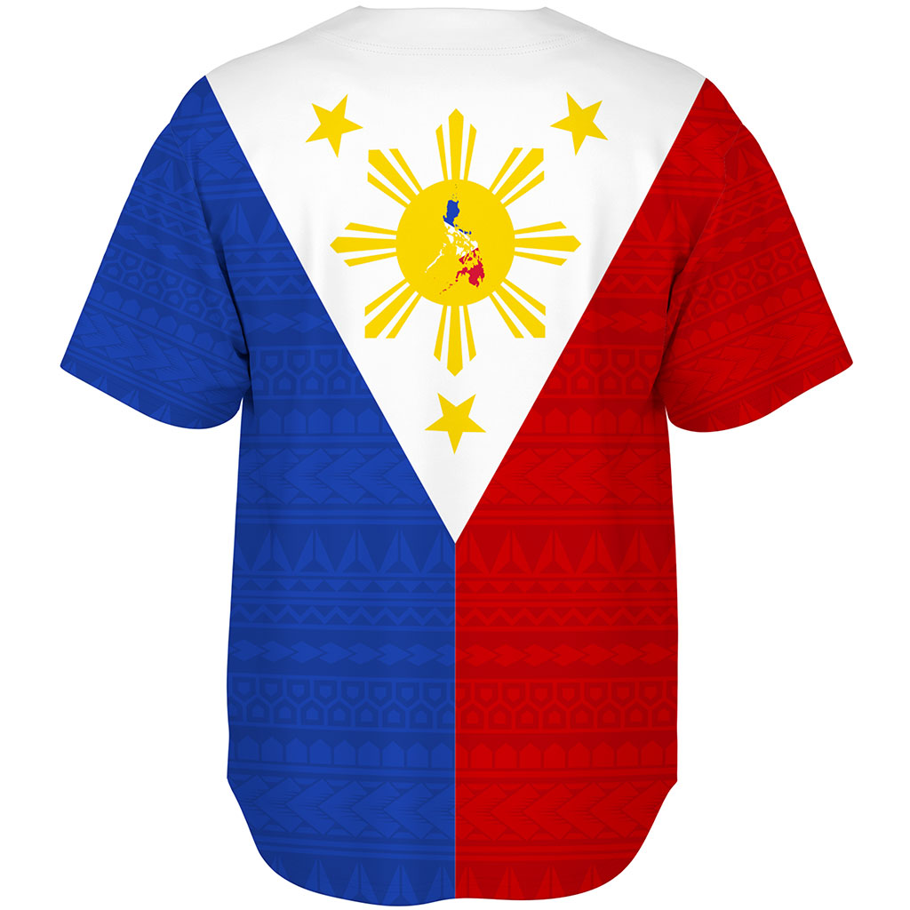 Philippines Filipinos Baseball Shirt Polynesia Tribal Flag