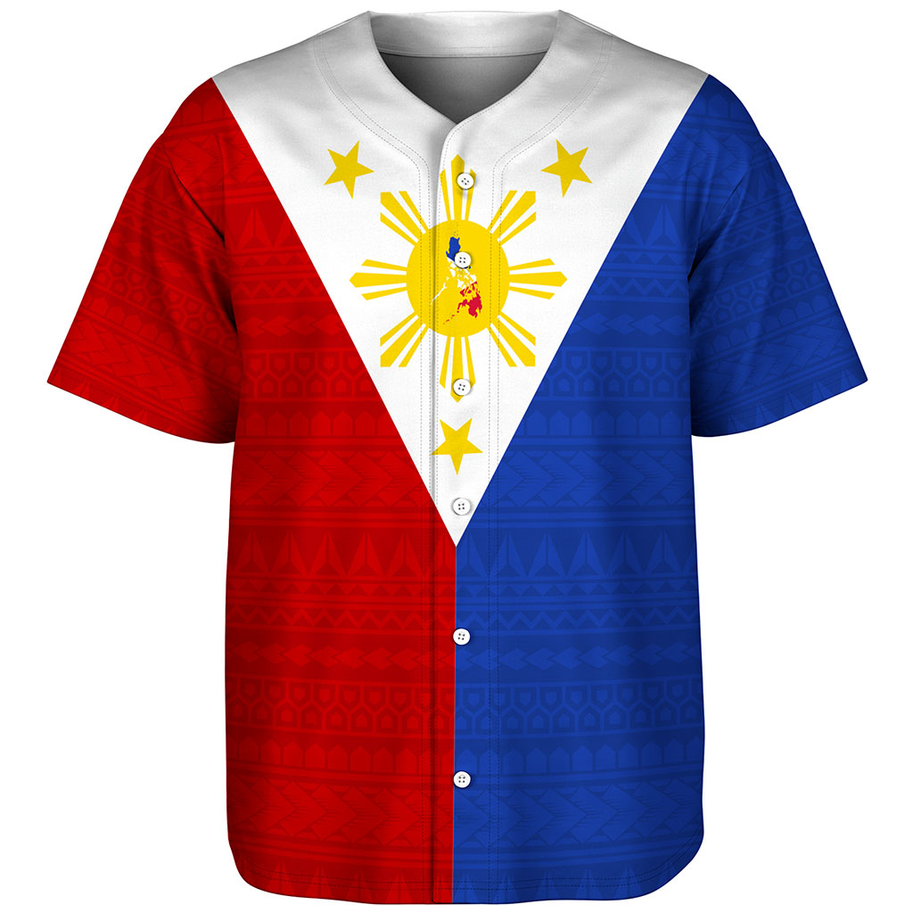 Philippines Filipinos Baseball Shirt Polynesia Tribal Flag
