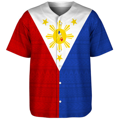Philippines Filipinos Baseball Shirt Polynesia Tribal Flag