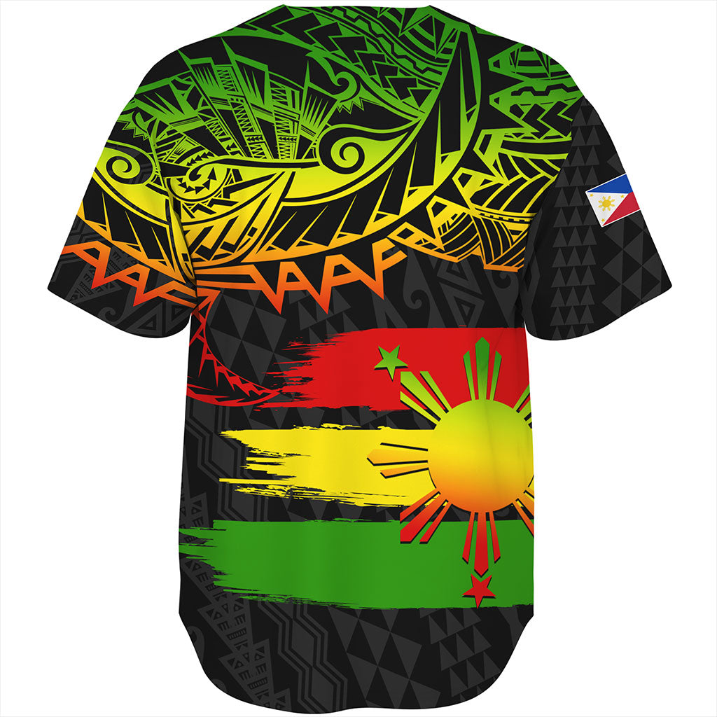 Philippines Filipinos Baseball Shirt Tribal Polynesian Grunge Reggae