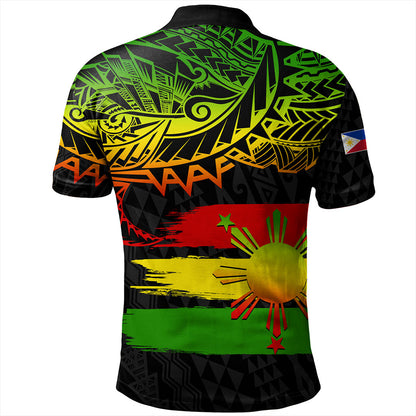 Philippines Filipinos Polo Shirt Tribal Polynesian Grunge Reggae