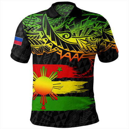 Philippines Filipinos Polo Shirt Tribal Polynesian Grunge Reggae