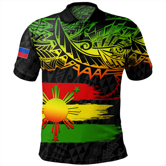 Philippines Filipinos Polo Shirt Tribal Polynesian Grunge Reggae
