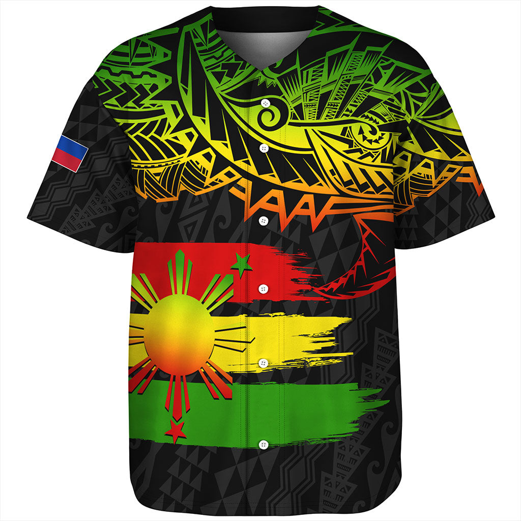 Philippines Filipinos Baseball Shirt Tribal Polynesian Grunge Reggae