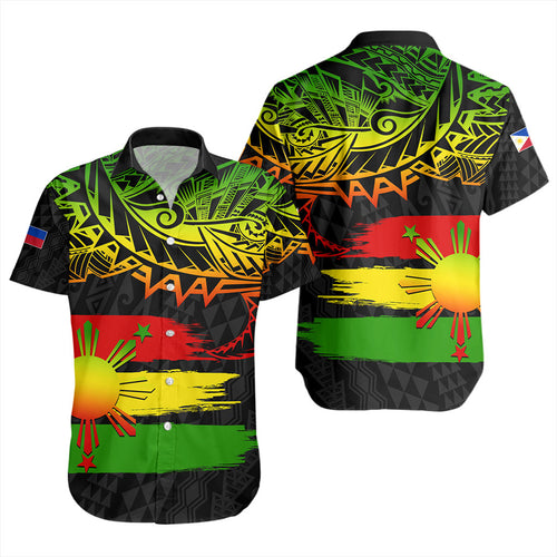 Philippines Filipinos Short Sleeve Shirt Tribal Polynesian Grunge Reggae