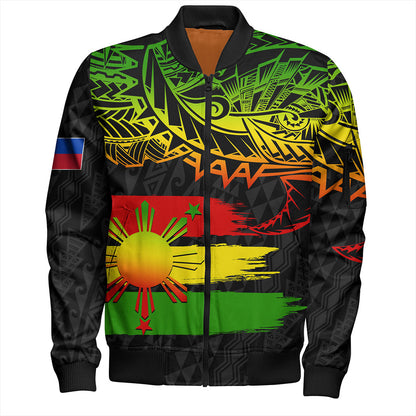 Philippines Filipinos Bomber Jacket Tribal Polynesian Grunge Reggae