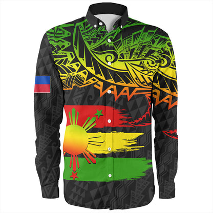 Philippines Filipinos Long Sleeve Shirt Tribal Polynesian Grunge Reggae