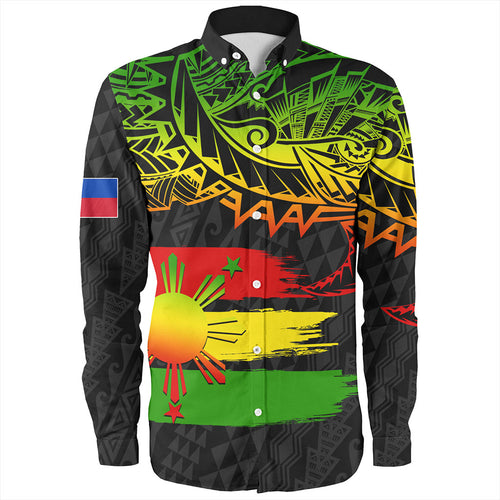 Philippines Filipinos Long Sleeve Shirt Tribal Polynesian Grunge Reggae