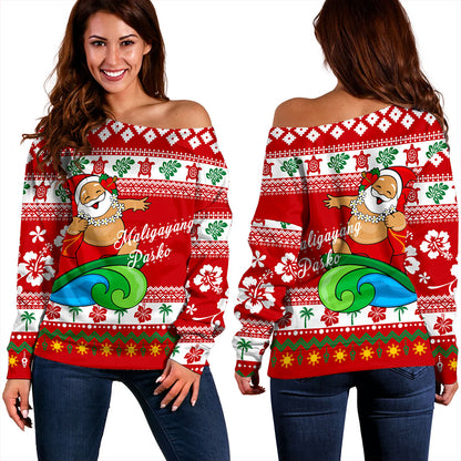 Philippines Filipinos Off Shoulder Sweatshirt Santa Claus Ho Ho Ho Christmas