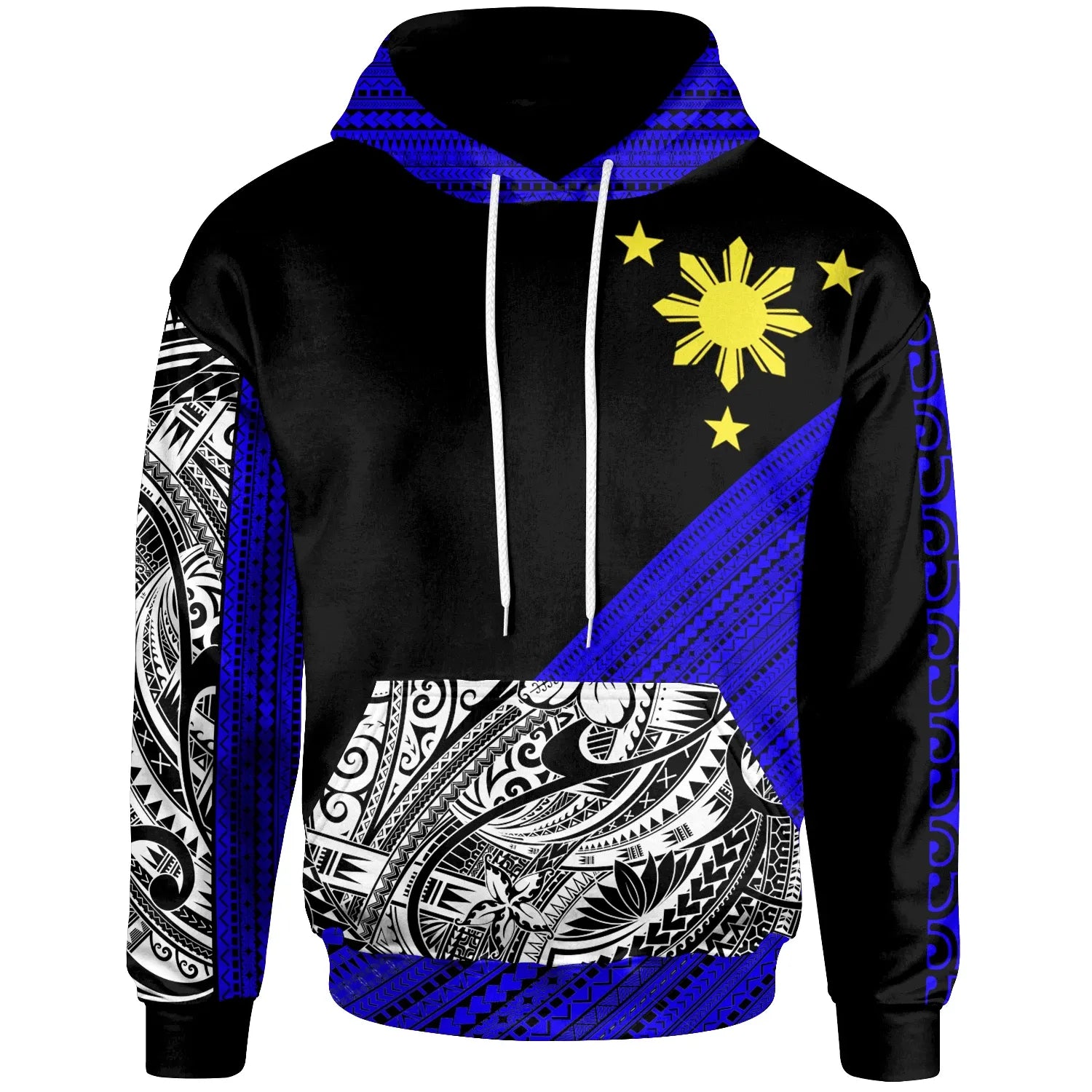 Philippines Custom Personalised  Hoodie - Diagonal Pattern Dark Blue