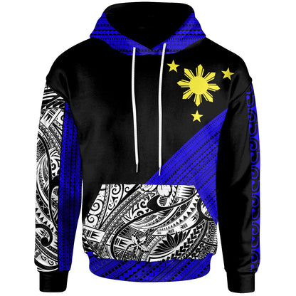 Philippines Custom Personalised  Hoodie - Diagonal Pattern Dark Blue