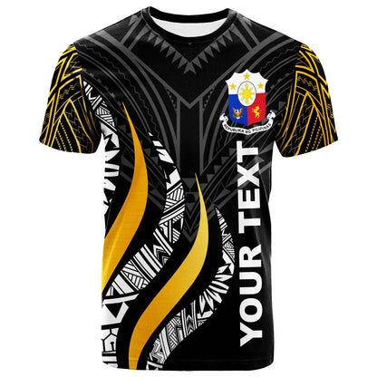 Philippines Custom Personalised T-Shirt - Philippines Strong Fire Pattern Gold