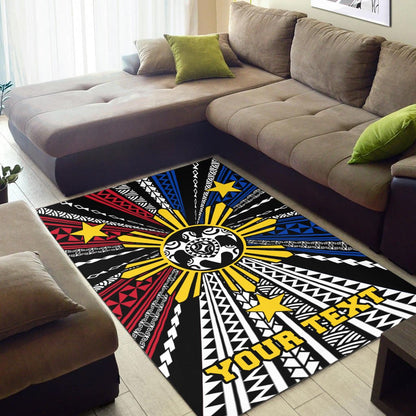 Philippines Custom Personalized Area Rug - Philippines Turtle Flag