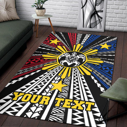 Philippines Custom Personalized Area Rug - Philippines Turtle Flag