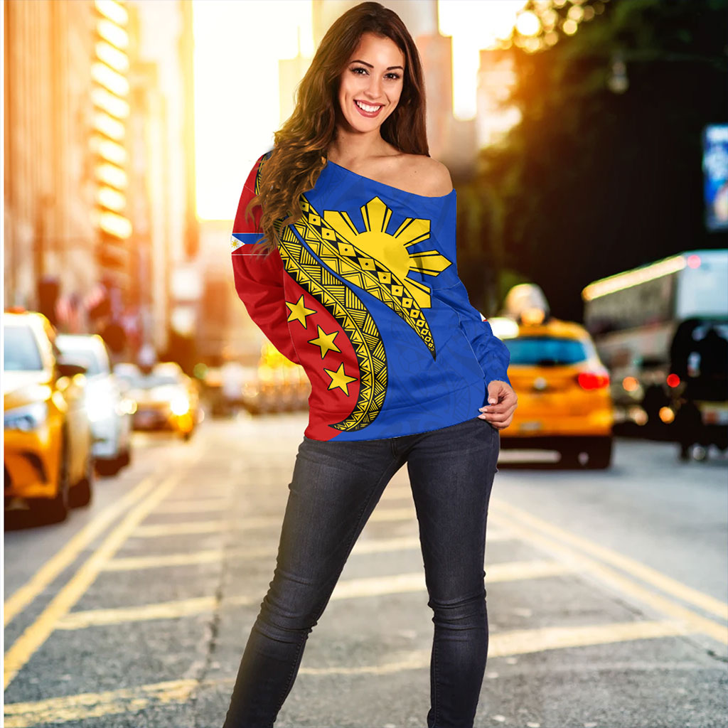 Philippines Filipinos Off Shoulder Sweatshirt Filipinos Sun Tattoo Artist Flag