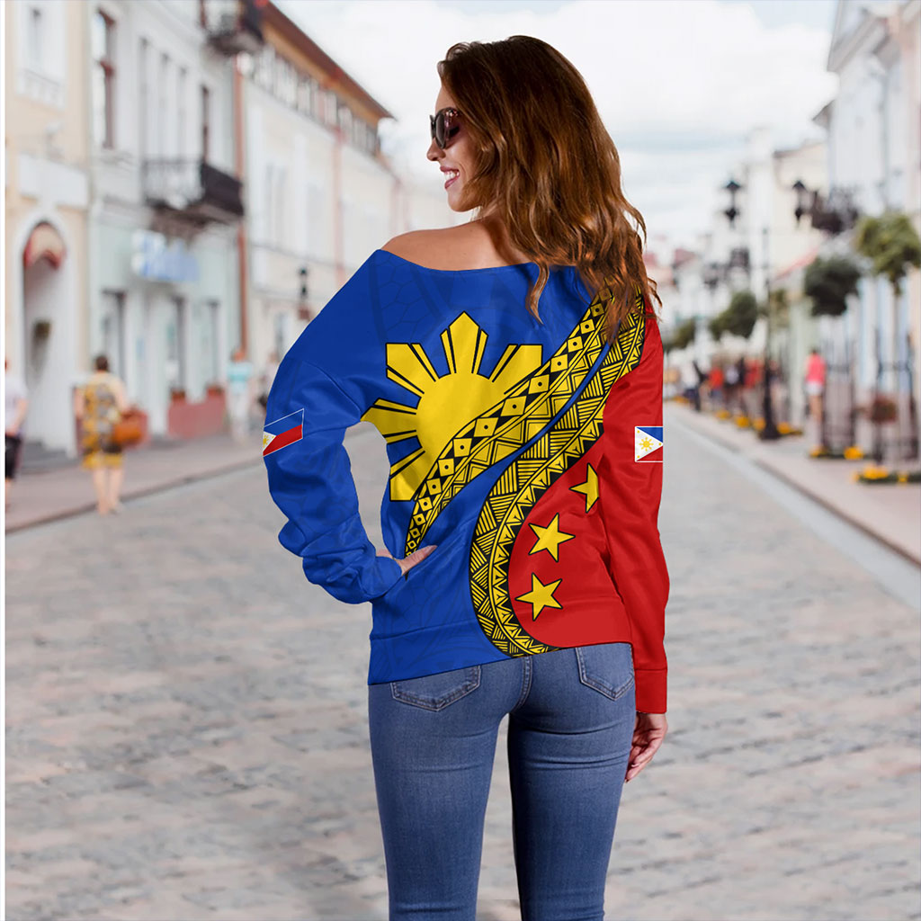 Philippines Filipinos Off Shoulder Sweatshirt Filipinos Sun Tattoo Artist Flag