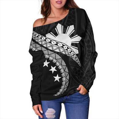 Philippines Filipinos Off Shoulder Sweatshirt Filipinos Sun Tattoo Artist