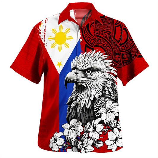 Philippines Filipinos Hawaiian Shirt Tribal Tattoo Eagles With Sampaguita Flower