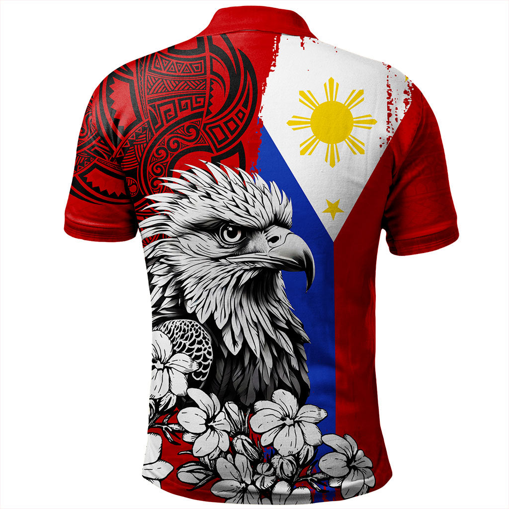 Philippines Filipinos Polo Shirt Tribal Tattoo Eagles With Sampaguita Flower