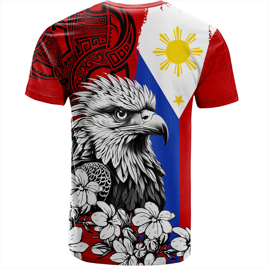 Philippines Filipinos T-Shirt Tribal Tattoo Eagles With Sampaguita Flower