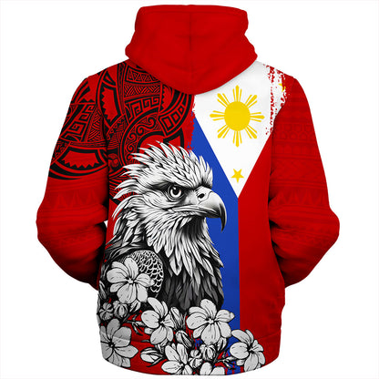 Philippines Filipinos Sherpa Hoodie Tribal Tattoo Eagles With Sampaguita Flower