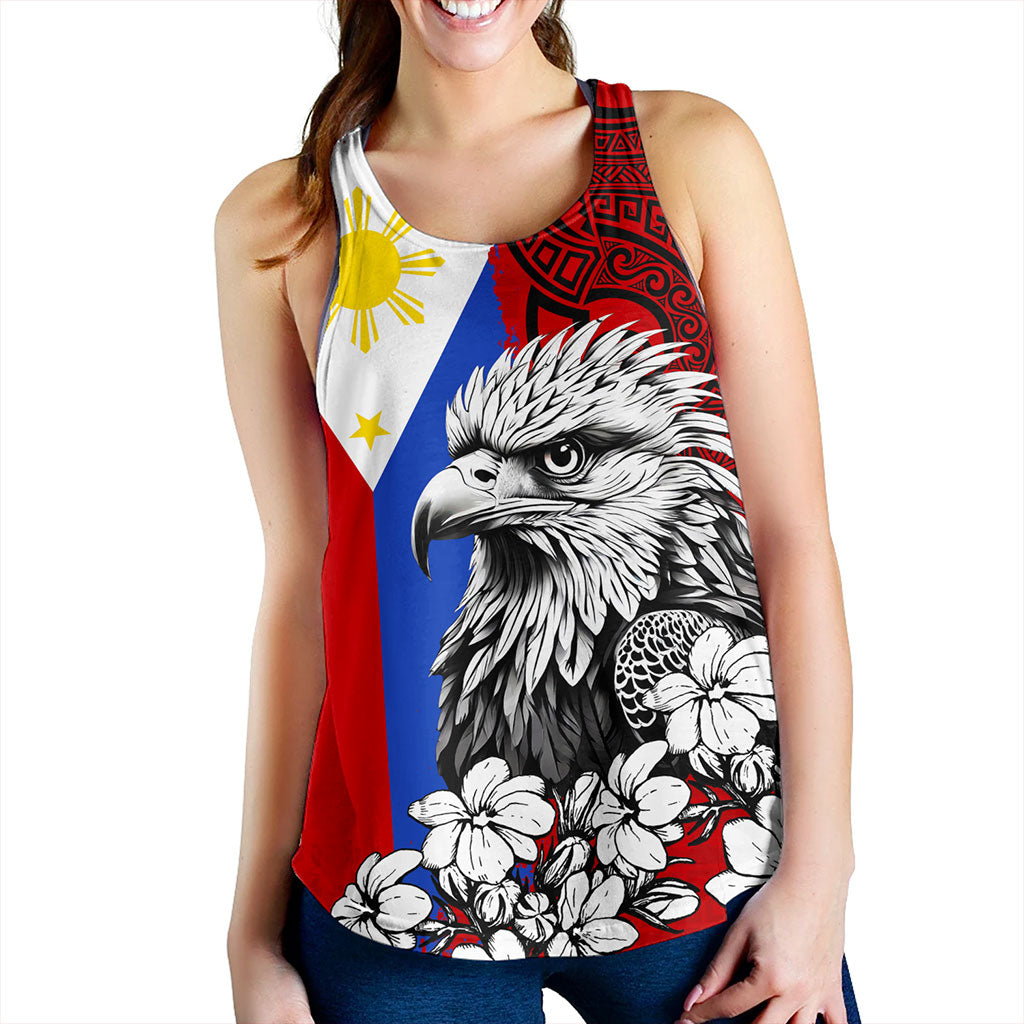 Philippines Filipinos Women Tank Tribal Tattoo Eagles With Sampaguita Flower