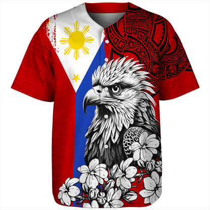 Philippines Filipinos Baseball Shirt Tribal Tattoo Eagles With Sampaguita Flower