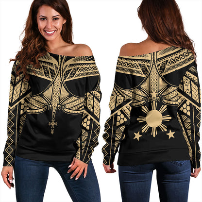 Philippines Filipinos Off Shoulder Sweatshirt Unique Filipino Tribal Tattoo
