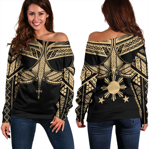 Philippines Filipinos Off Shoulder Sweatshirt Unique Filipino Tribal Tattoo