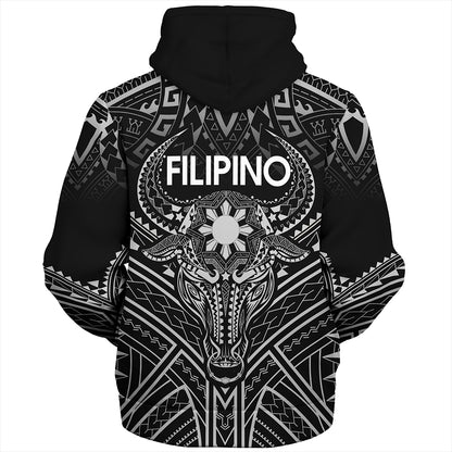 Philippines Filipinos Sherpa Hoodie Tribal Koner Water Buffalo Tattoo White