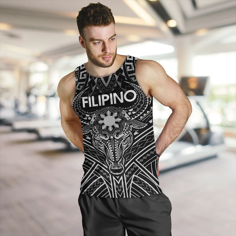 Philippines Filipinos Tank Top Tribal Koner Water Buffalo Tattoo White