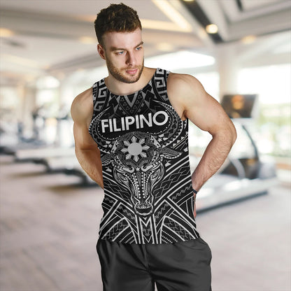 Philippines Filipinos Tank Top Tribal Koner Water Buffalo Tattoo White
