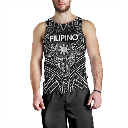 Philippines Filipinos Tank Top Tribal Koner Water Buffalo Tattoo White