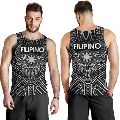 Philippines Filipinos Tank Top Tribal Koner Water Buffalo Tattoo White