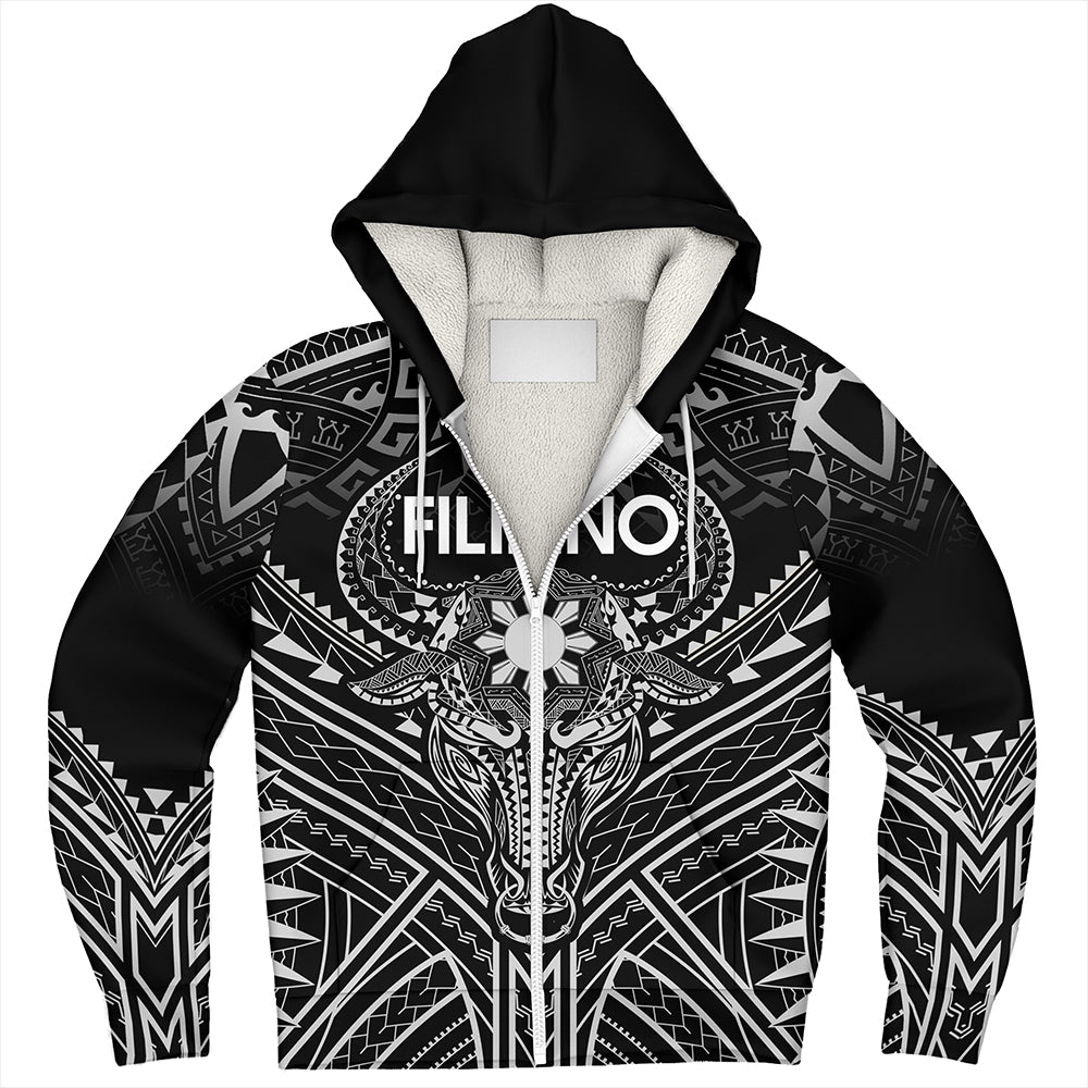 Philippines Filipinos Sherpa Hoodie Tribal Koner Water Buffalo Tattoo White
