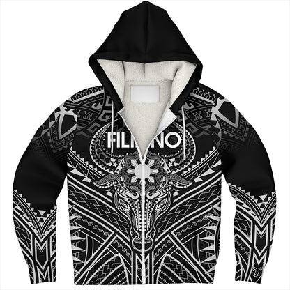 Philippines Filipinos Sherpa Hoodie Tribal Koner Water Buffalo Tattoo White