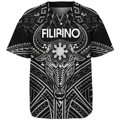 Philippines Filipinos Baseball Shirt Tribal Koner Water Buffalo Tattoo White