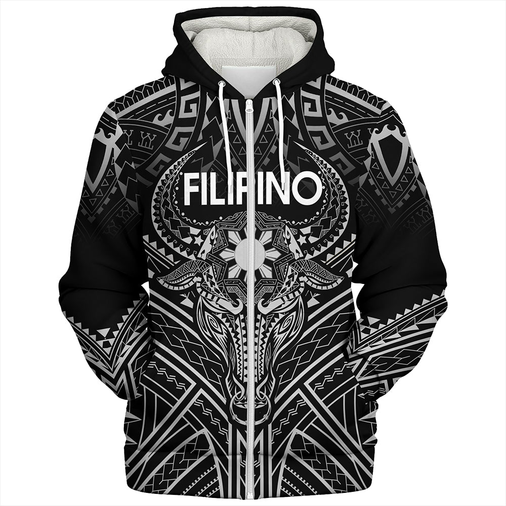 Philippines Filipinos Sherpa Hoodie Tribal Koner Water Buffalo Tattoo White