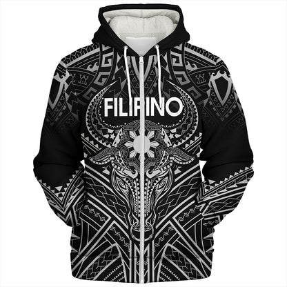 Philippines Filipinos Sherpa Hoodie Tribal Koner Water Buffalo Tattoo White