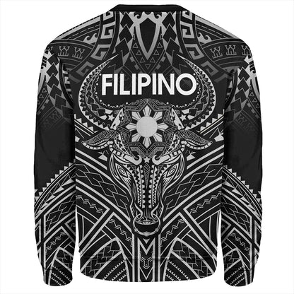 Philippines Filipinos Sweatshirt Tribal Koner Water Buffalo Tattoo White